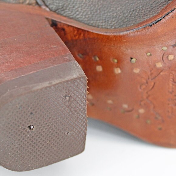 Rudel Tall Leather Inlay Boots Cowboy Cowgirl Snip Toe Boots: Size 6.5 E - Picture 9 of 9